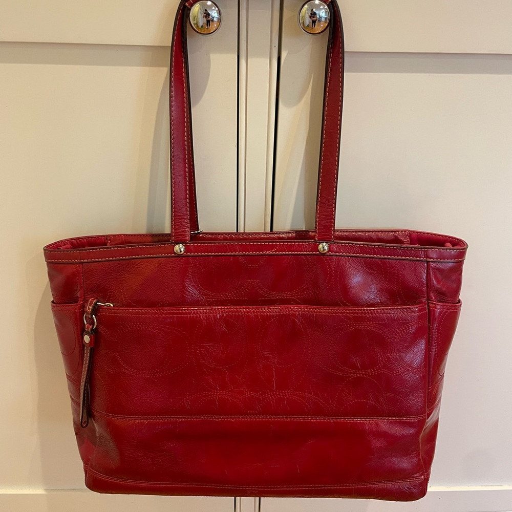 Coach Red Leather Tote/ Diaper Bag/ Briefcase